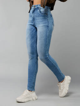 DOLCE CRUDO - Women's Light Blue Slim Fit High Rise Denim Jeans