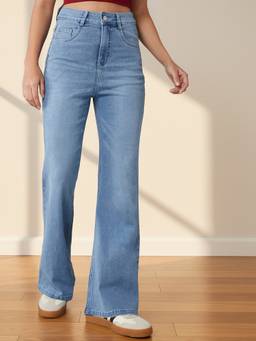 DOLCE CRUDO - Blue Solid/Plain Bootcut Jeans