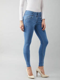 DOLCE CRUDO - Blue Skinny Fit High Rise Clean Look Regular Length High Waist Denim Jeans