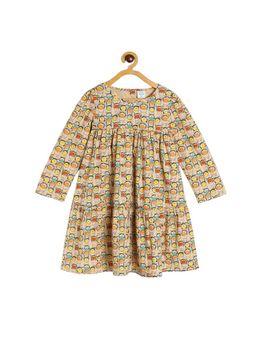 MINI KLUB - Beige Full Sleeves Knee Length Dress For Kids