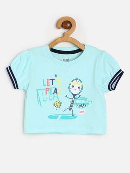 MINI KLUB - Blue Half Sleeves Printed Top For Kids