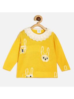 MINI KLUB - Yellow Full Sleeves Self Design Top For Kids