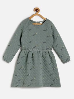 MINI KLUB - Olive Green Full Sleeves Knee Length Dress For Kids