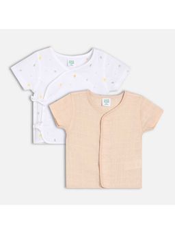 MINI KLUB - Peach Front Open Half Sleeves Shirts for Kids (Pack Of 2)