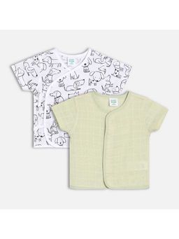 MINI KLUB - Green Front Open Half Sleeves Shirts for Kids (Pack Of 2)