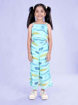 KiddoPanti - Girls Sleeveless Printed Waist Cut Out Jumpsuit