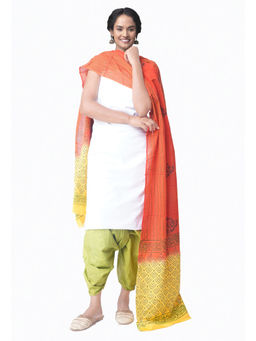 Unnati Silks - Unstitched White Pure Kanchi Cotton Salwar Kameez (Set of 3)