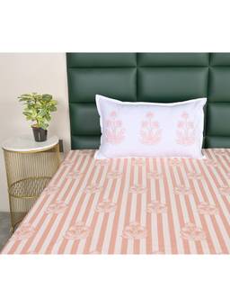 Saral Home - Soma Cotton Floral woven Bedsheet with Pillow Cover