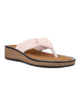 Inc.5 - Womens Peach Party Wear Solid T-Strap Sandals