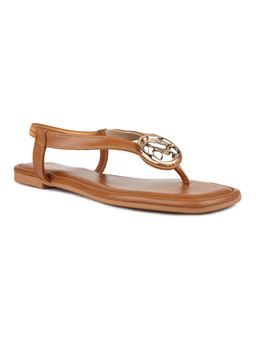 Inc.5 - Womens Tan Casual Solid T-Strap Sandals