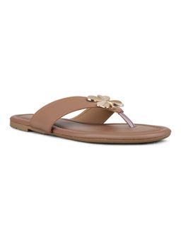 Inc.5 - Womens Beige Casual Solid T-Strap Flats