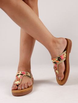The White Pole - Floral Embroidered Light Green Sandals Effortless Style