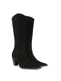 Saint G - Womens Black Suede High Shaft Cowboy Casual Boots