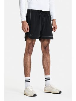Snitch - Black Solid Loose Casual Shorts for Men