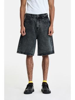 Snitch - Black Acid Wash Loose Casual Shorts for Men