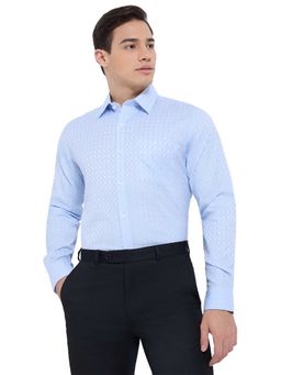 Park Avenue - Regular Fit Checkered Medium Blue Shirt
