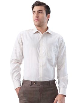 Park Avenue - Regular Fit Striped Medium Beige Shirt