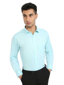 Park Avenue - Regular Fit Solid Medium Aqua Shirt