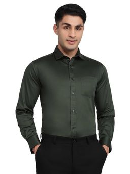 Park Avenue - Regular Fit Solid Dark Green Shirt