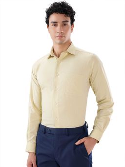 Park Avenue - Regular Fit Textured Medium Mustard Shirt