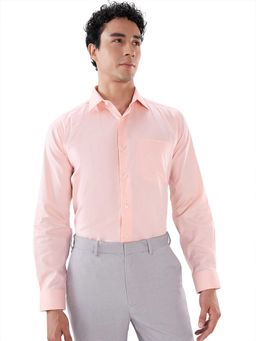 Park Avenue - Regular Fit Textured Peach Shirt