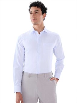 Park Avenue - Regular Fit Striped Medium Blue Shirt