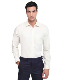 Park Avenue - Regular Fit Textured Light Yellow Shirt