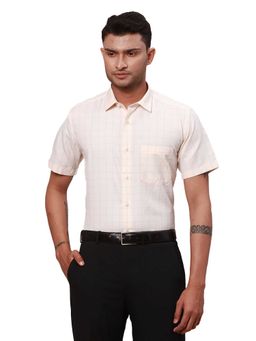 Park Avenue - Regular Fit Checkered Medium Yellow Shirt