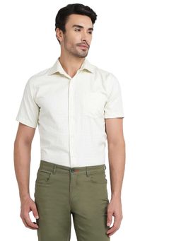Park Avenue - Regular Fit Checkered Medium Yellow Shirt