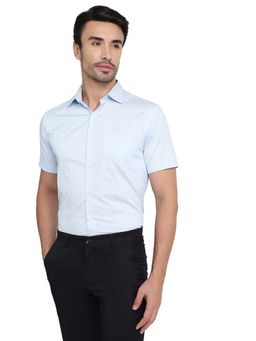 Park Avenue - Regular Fit Printed Medium Blue Shirt