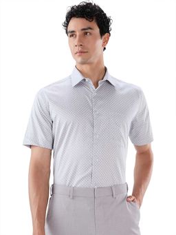Park Avenue - Regular Fit Printed Medium Grey Shirt