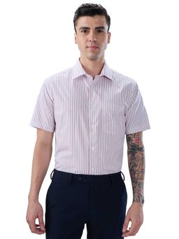 Park Avenue - Regular Fit Striped Medium Brown Shirt