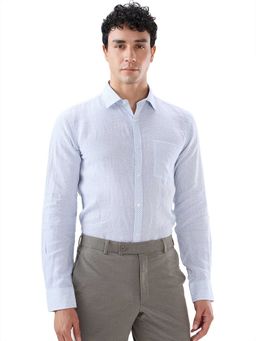 Park Avenue - Slim Fit Printed Medium Blue Shirt