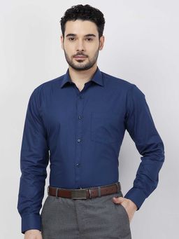 Park Avenue - Slim Fit Textured Navy Blue Shirt
