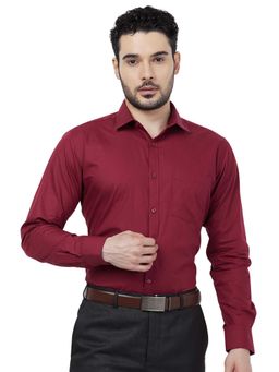 Park Avenue - Slim Fit Textured Dark Maroon Shirt