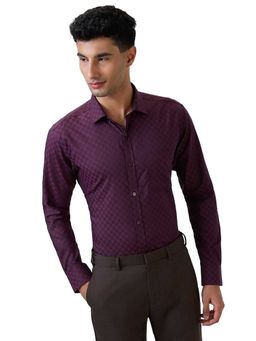 Park Avenue - Slim Fit Checkered Dark Maroon Shirt