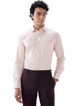 Park Avenue - Slim Fit Textured Medium Peach Shirt