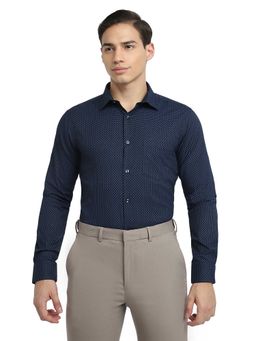 Park Avenue - Slim Fit Printed Dark Blue Shirt