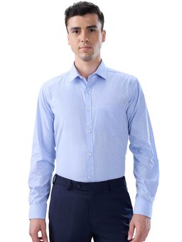 Park Avenue - Slim Fit Printed Medium Blue Shirt