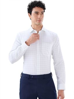 Park Avenue - Slim Fit Checkered White Shirt