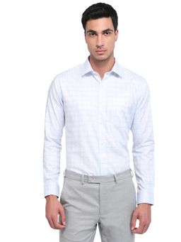 Park Avenue - Slim Fit Checkered Light Blue Shirt