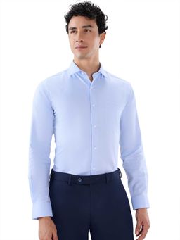 Park Avenue - Slim Fit Textured Medium Blue Shirt