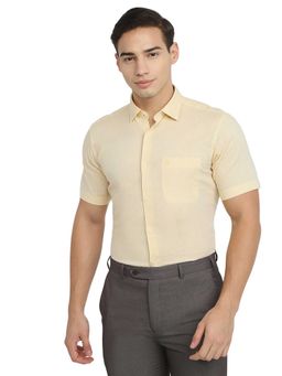 Raymond - Regular Fit Textured Medium Yellow Shirt