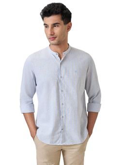Raymond - Regular Fit Striped Medium Blue Shirt