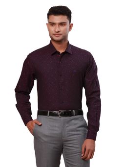 Raymond - Slim Fit Printed Design Dark Purple Shirt