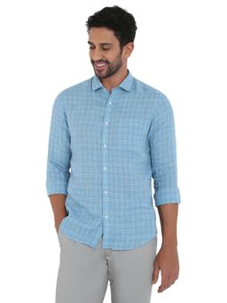 Raymond - Slim Fit Checkered Blue Shirt