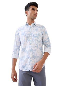 Raymond - Regular Fit Floral Print Medium Blue Shirt
