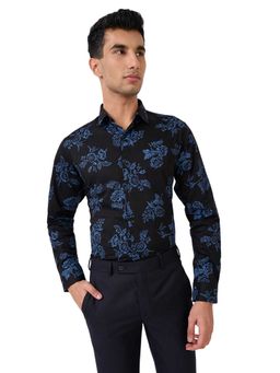 Raymond - Slim Fit Floral Black Shirt