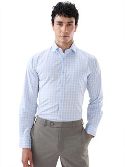 Raymond - Slim Fit Checkered Light Blue Shirt