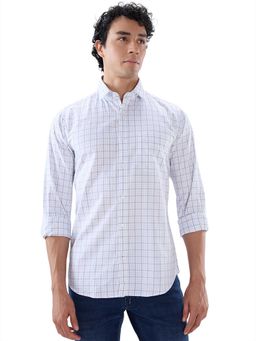 Raymond - Slim Fit Checkered Light Grey Shirt
